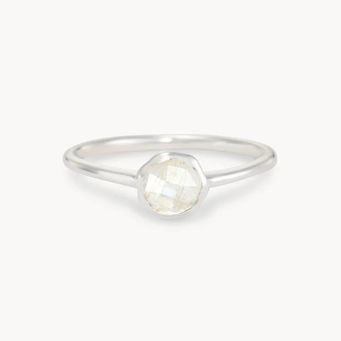 family june birthstone ring - sterling silver, moonstone gemstone