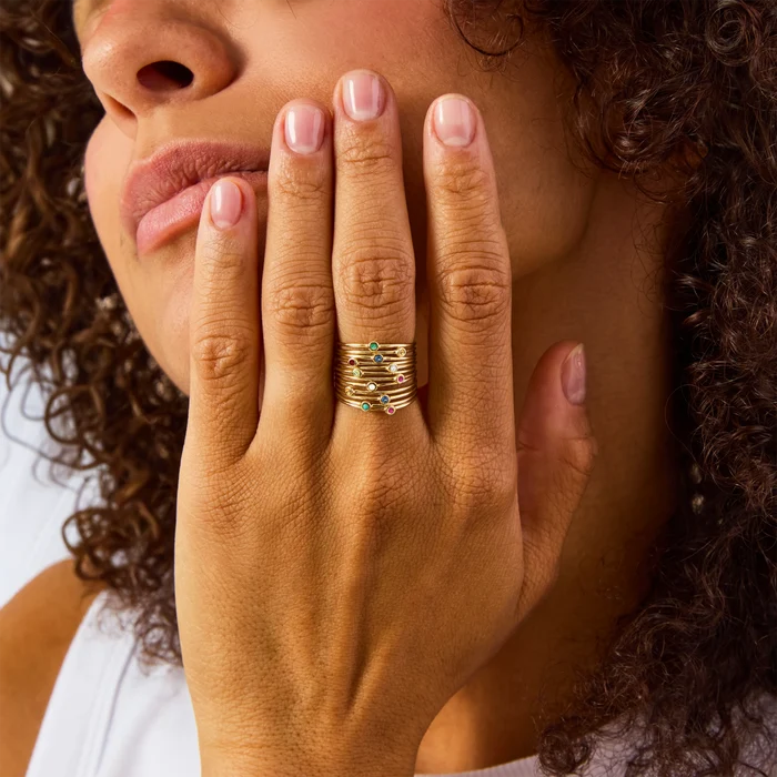 family june birthstone stacking ring - 10k yellow gold,  moonstone gemstone
