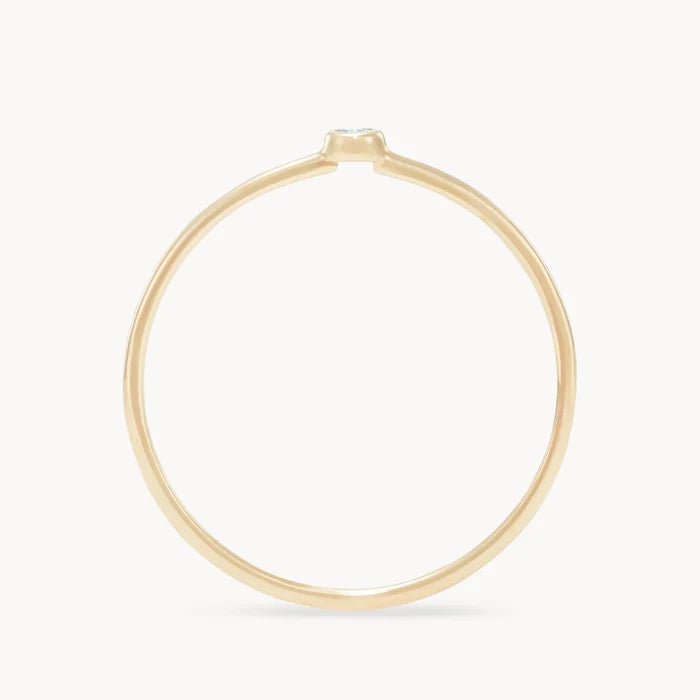 family march birthstone stacking ring - 10k yellow gold, aquamarine gemstone