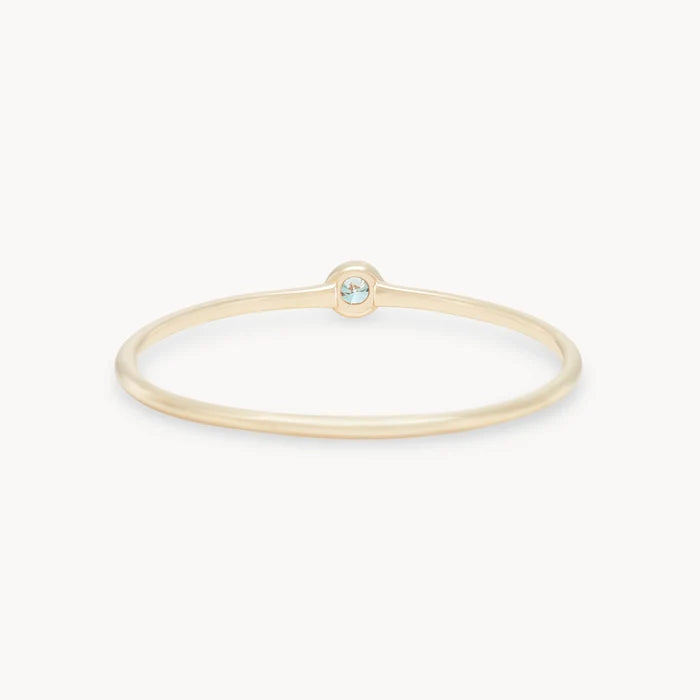 family march birthstone stacking ring - 10k yellow gold, aquamarine gemstone