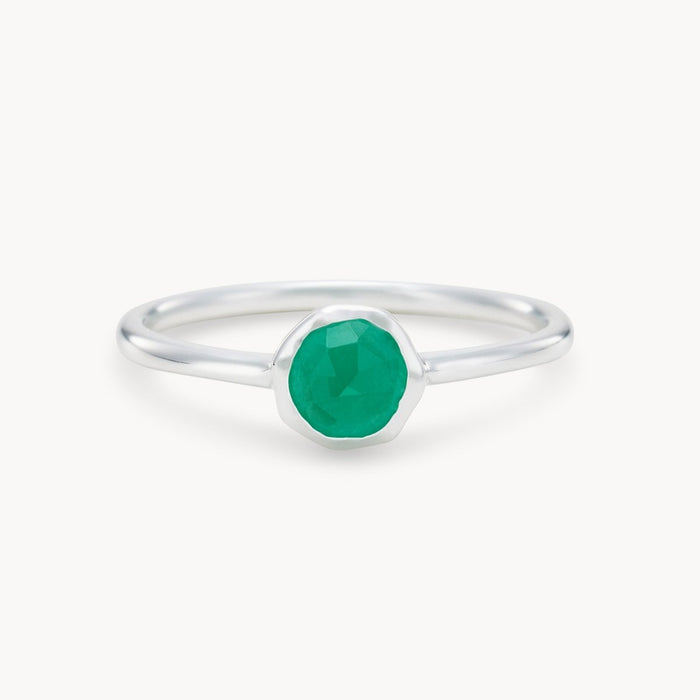 family may birthstone ring - sterling silver, emerald