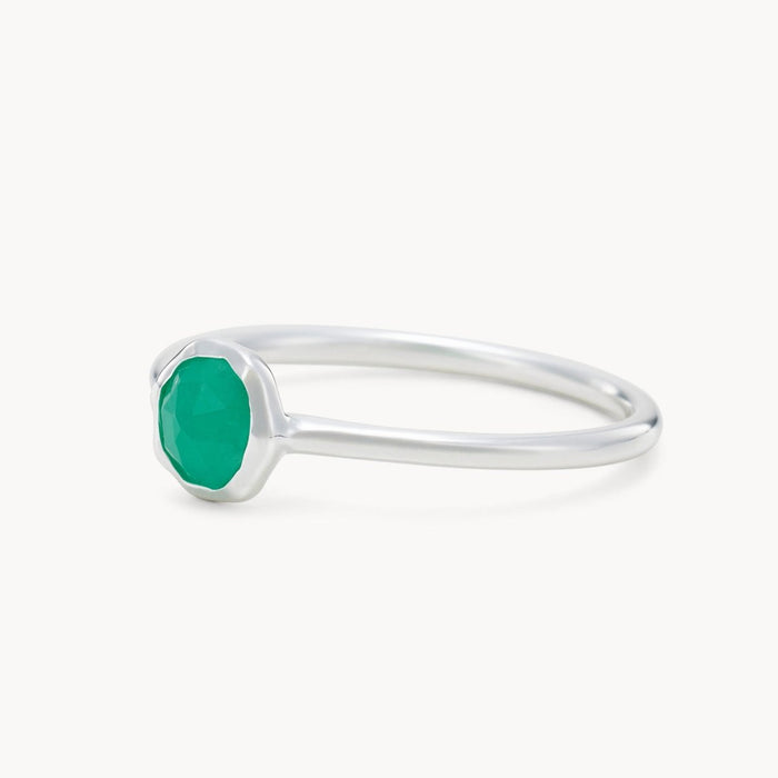 family may birthstone ring - sterling silver, emerald