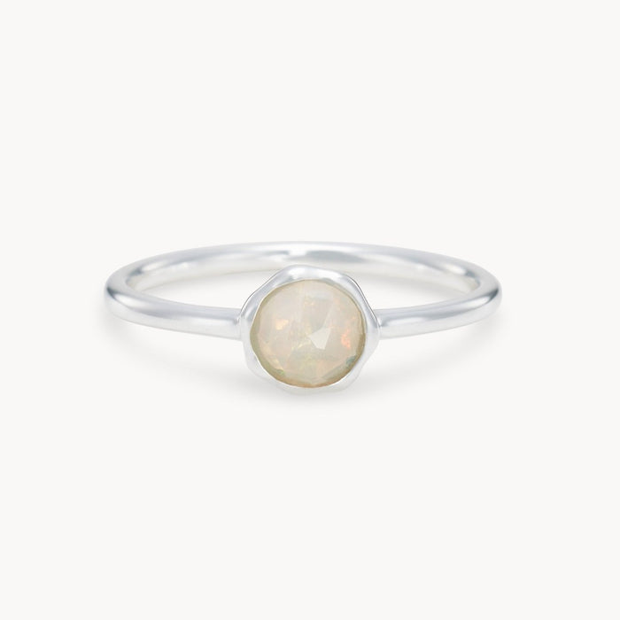 family october birthstone ring  - sterling silver, opal