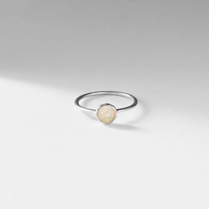 family october birthstone ring  - sterling silver, opal