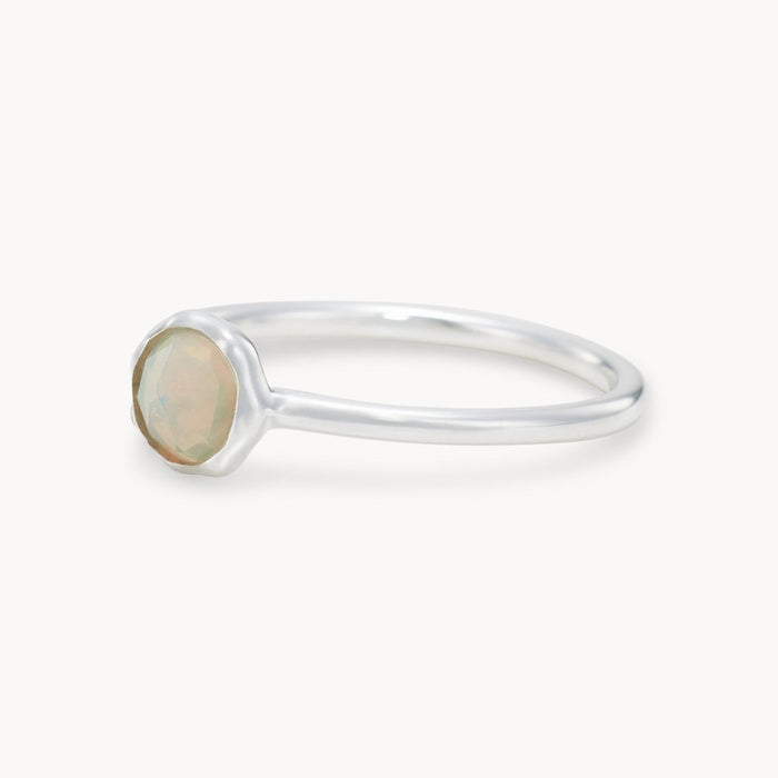 family october birthstone ring  - sterling silver, opal