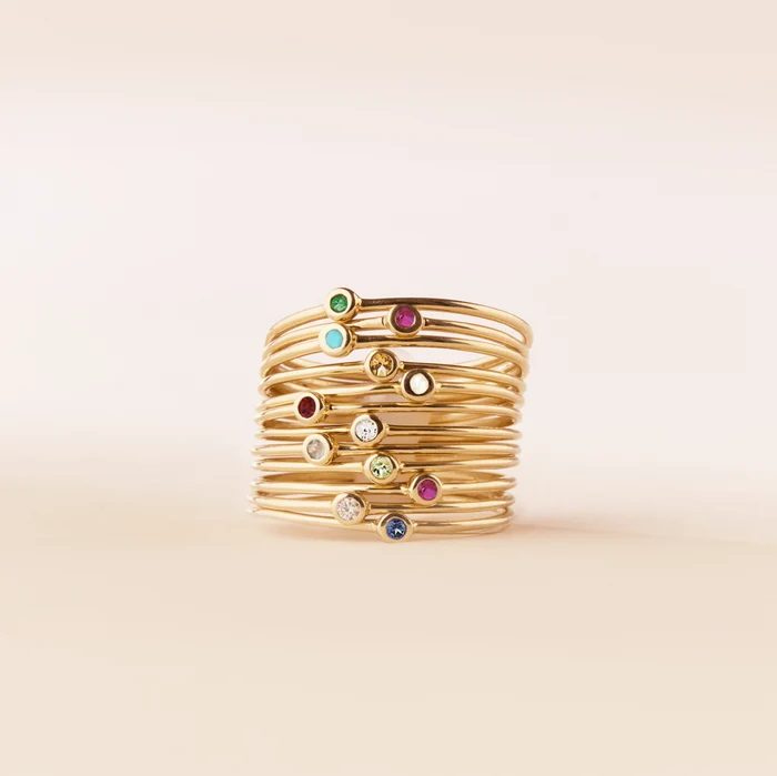 family october birthstone stacking ring - 10k yellow gold, opal gemstone