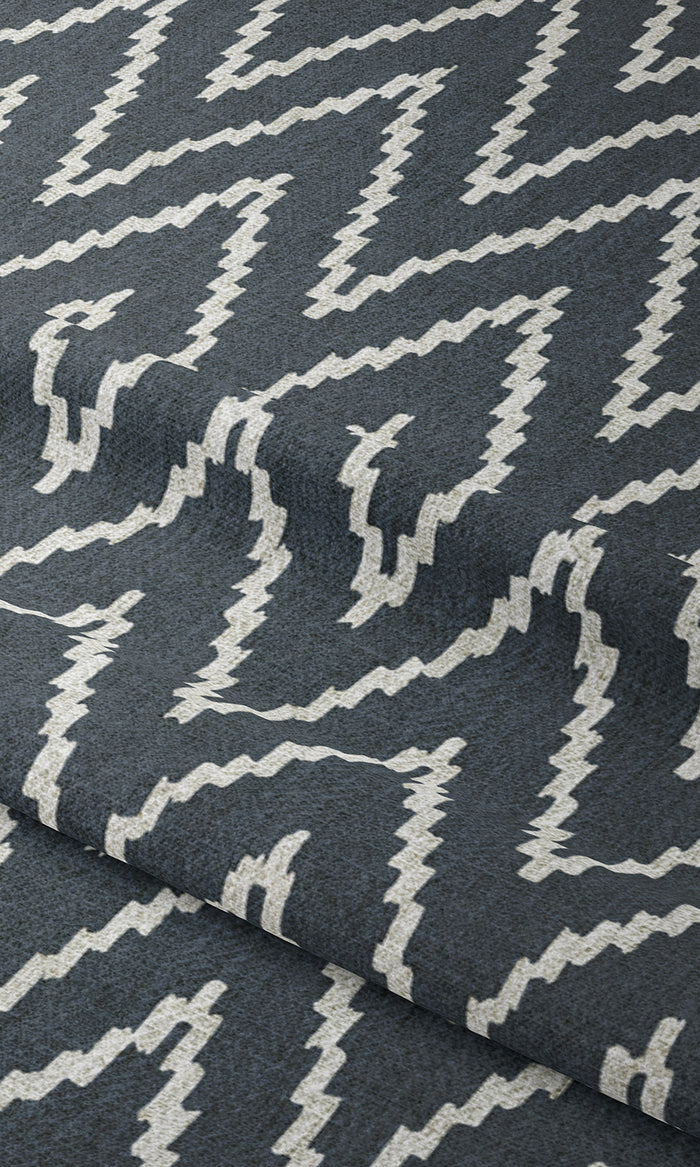 Chevron Print Drapes for Living, Bedroom, Kitchen, Bathroom (Petrol Blue/ White)