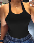 Fashion Print Halterneck Tank Top
