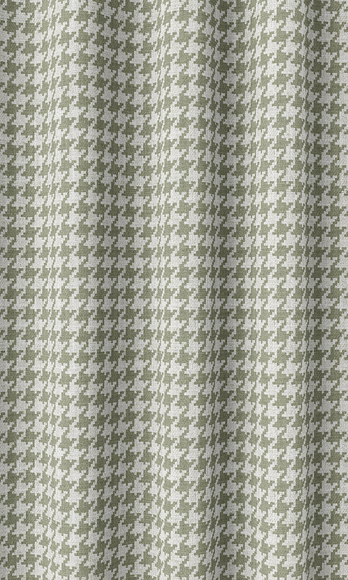 Houndstooth Patterned Home Décor Fabric By the Metre (Green/ White)