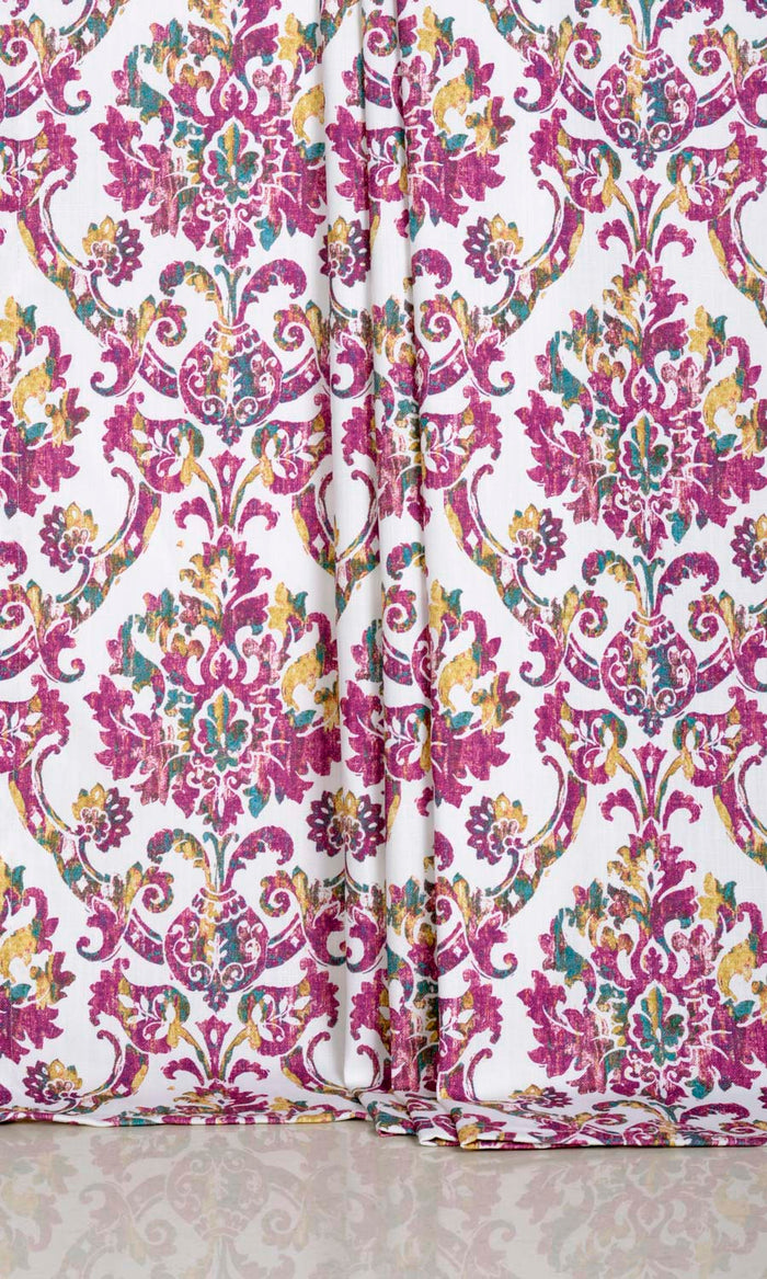 Damask Print Drapes for Living, Bedroom, Kitchen, Bathroom (Pink/ Purple)