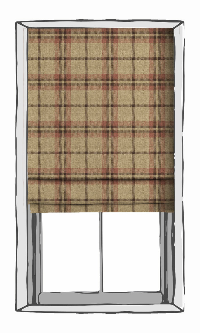 Check Patterned Curtain Panels for Living, Bedroom, Kitchen, Bathroom (Beige/ Red)