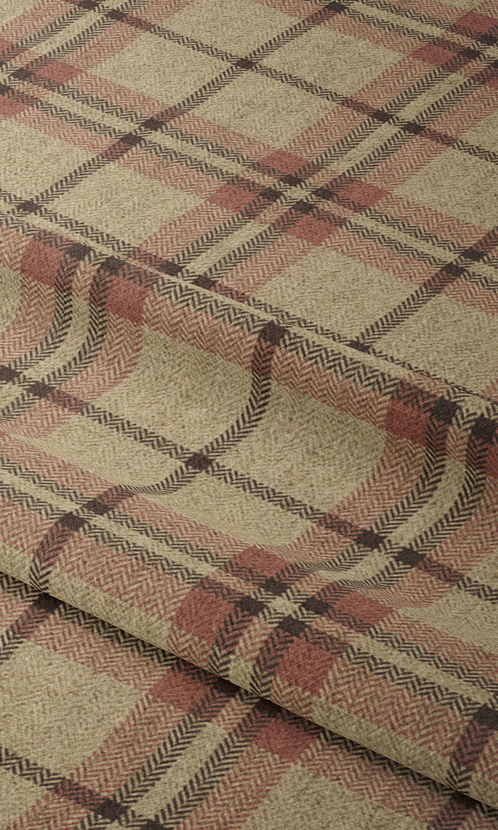 Check Patterned Curtain Panels (Beige/ Red) Extra Long Short Wide
