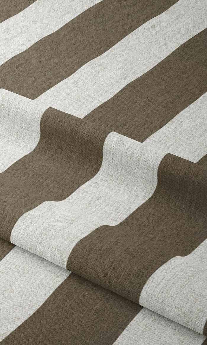 Striped Curtains for Living, Bedroom, Kitchen, Bathroom (Cedar Brown/ Ivory)
