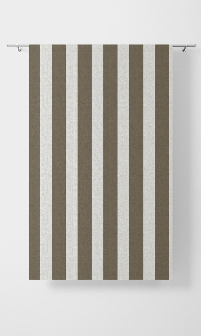 Striped Pinch Pleat, Rod Pocket, Eyelet Curtains (Cedar Brown/ Ivory)