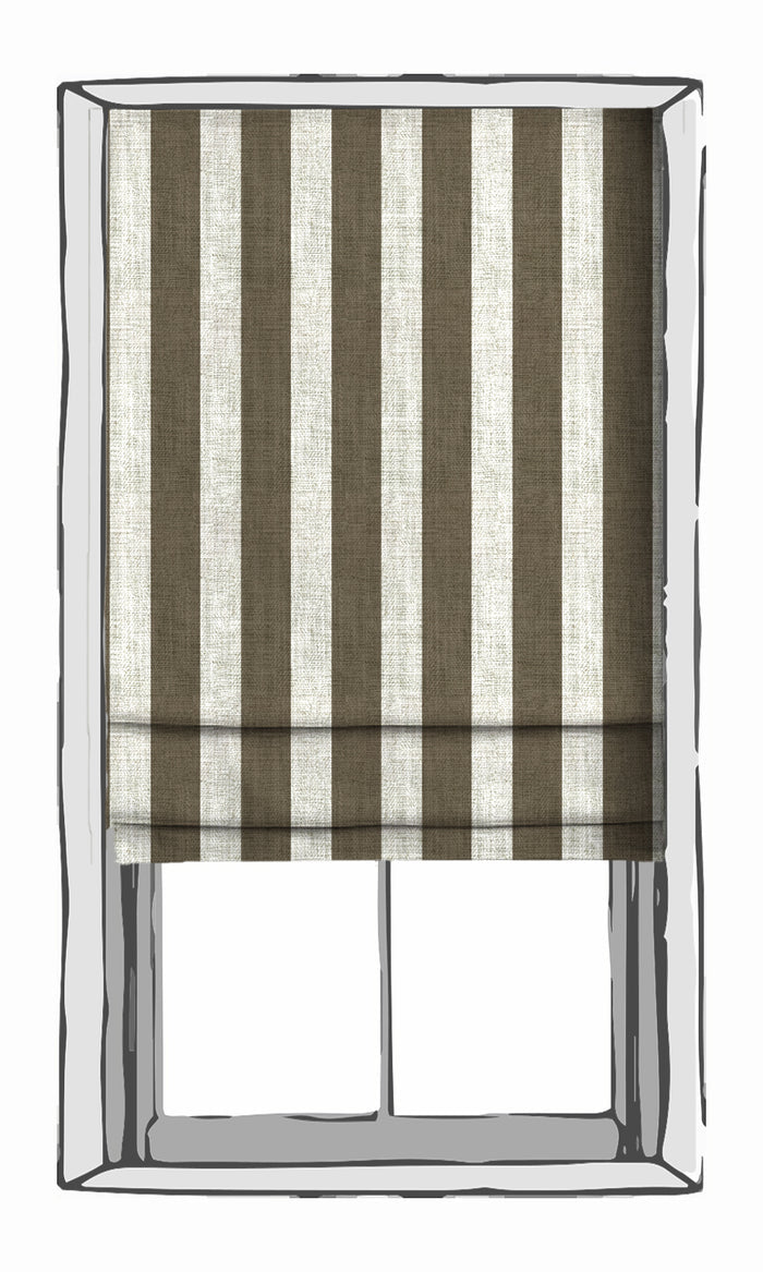 Striped Curtains (Cedar Brown/ Ivory) Extra Long Short Wide
