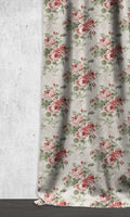 Dimout Floral Home Décor Fabric By the Metre (Red/ Pale Grey)