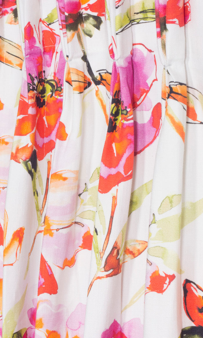 Floral Cotton Curtains for Living, Bedroom, Kitchen, Bathroom (Pink/ Purple)