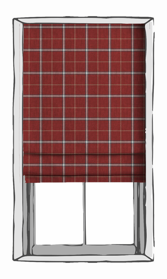 Modern Check Patterned Drapery for Living, Bedroom, Kitchen, Bathroom (Deep Red)