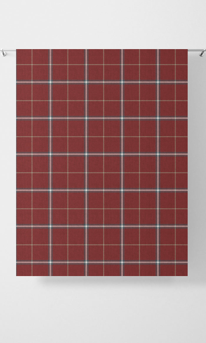 Modern Check Patterned Drapery (Deep Red) Extra Long Short Wide