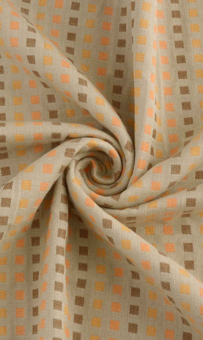 Cotton Window Treatments Fabric By the Metre (Beige/ Grey)