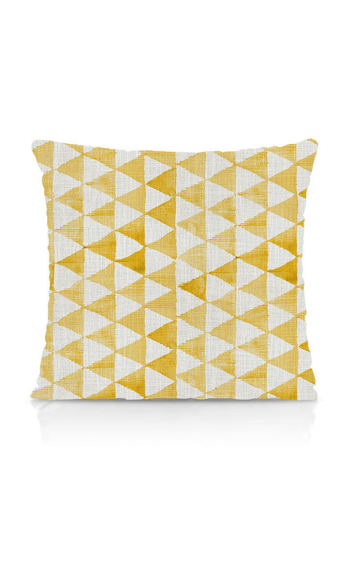Triagonal Print Pinch Pleat, Rod Pocket, Eyelet Curtains (Yellow)