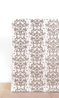 Damask Curtain Panels (White/ Grey)