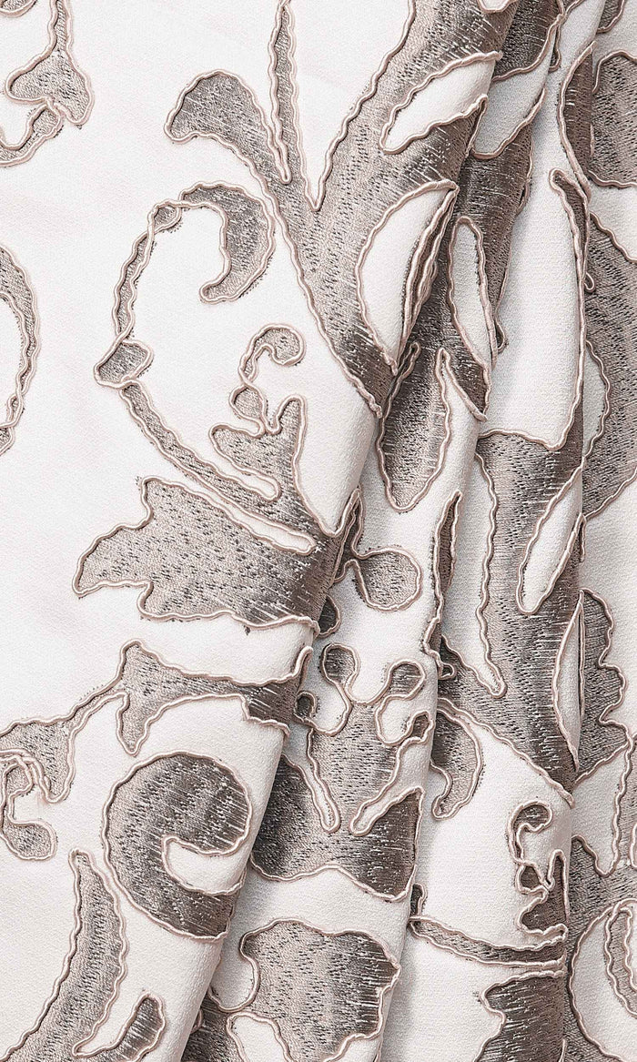 Damask Curtain Panels for Living, Bedroom, Kitchen, Bathroom (White/ Grey)