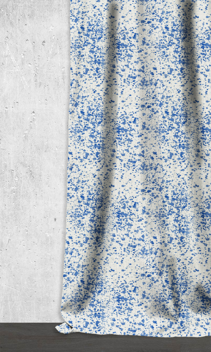 Abstract Print Drapes (Eggshell White/ Blue)