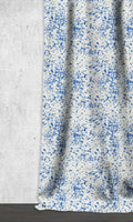 Abstract Print Drapes (Eggshell White/ Blue)