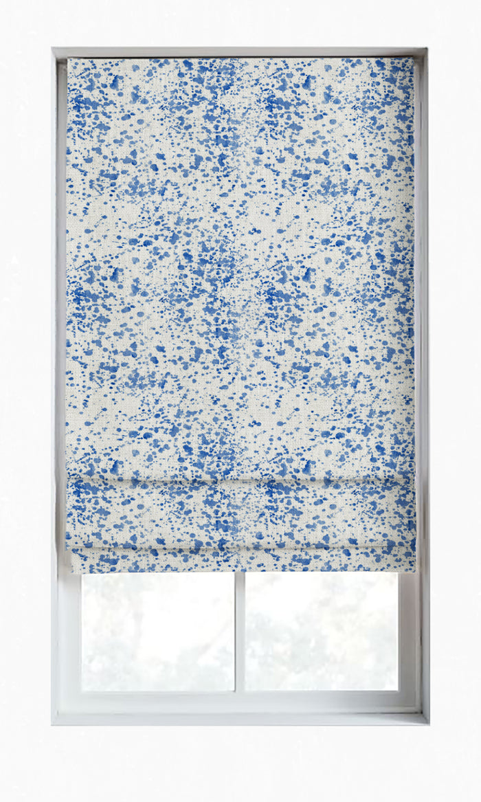 Abstract Print Drapes for Living, Bedroom, Kitchen, Bathroom (Eggshell White/ Blue)