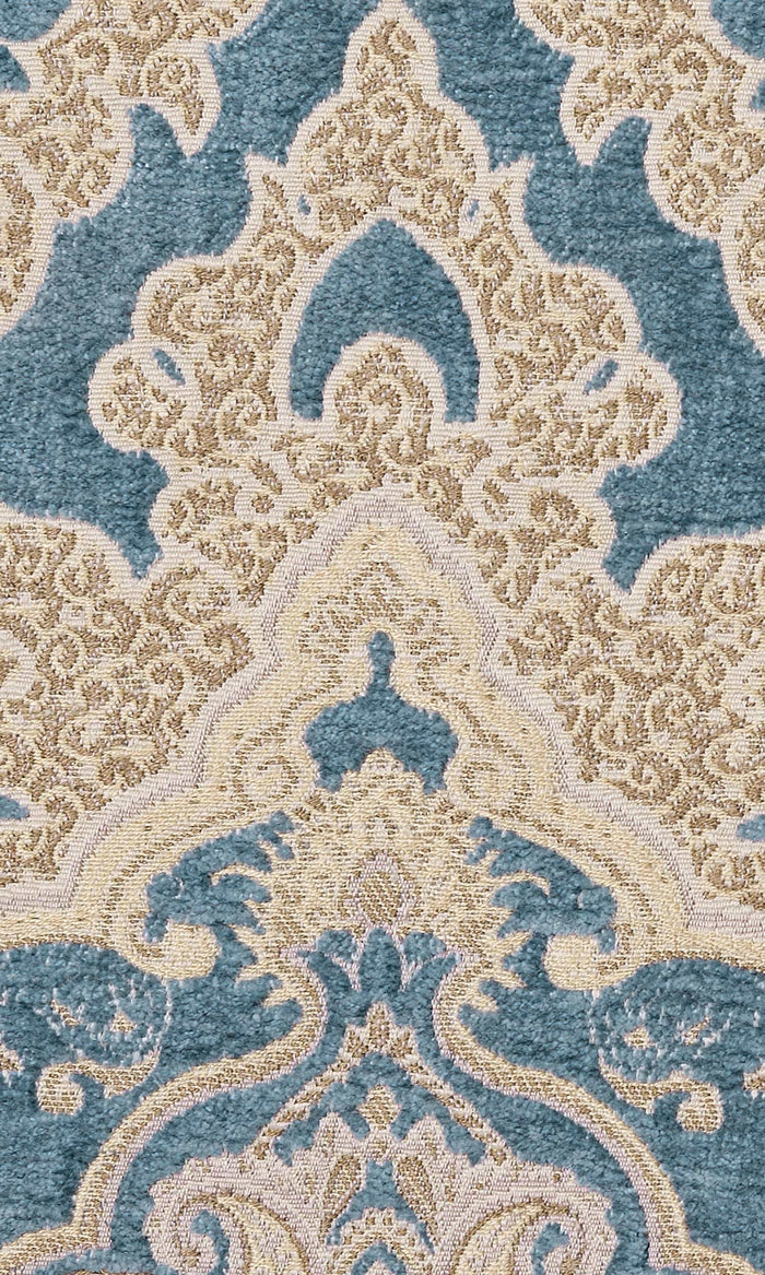 Damask Velvet Pinch Pleat, Rod Pocket, Eyelet Curtains (Beige/ Brown/ Blue)
