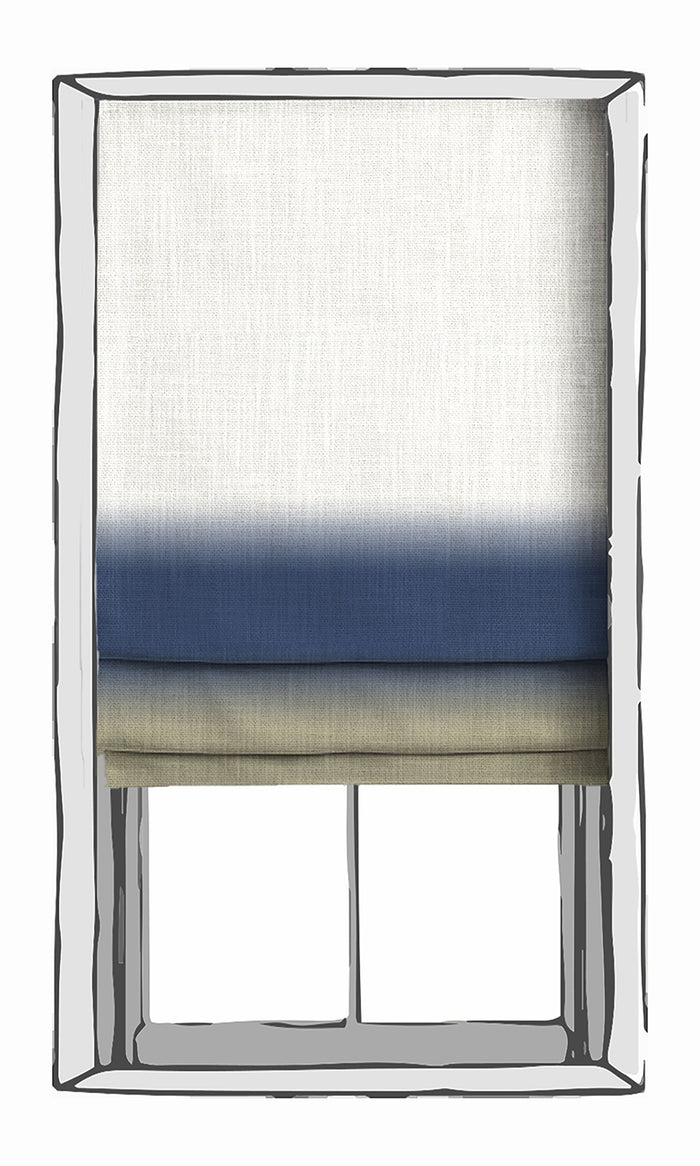 3-Tone Ombre Drapery for Living, Bedroom, Kitchen, Bathroom (Blue/ Stone Grey)