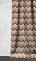 Dimout Home Décor Fabric By the Metre (Red/ Beige/ Pale Grey)