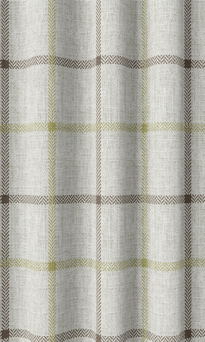 Check Patterned Drapery (White/ Green)