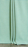 Basketweave Cotton Drapes (Green/ Blue)