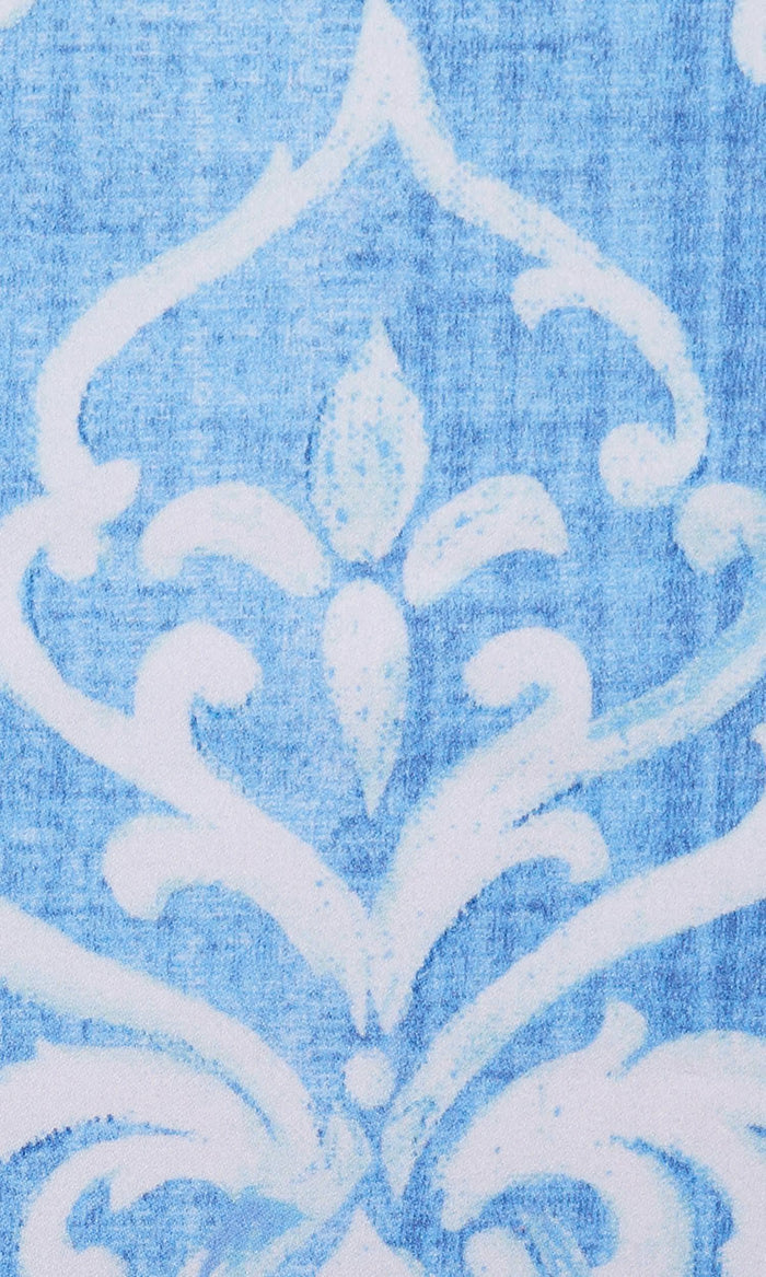 Damask Pinch Pleat, Rod Pocket, Eyelet Curtains (Blue/ White)