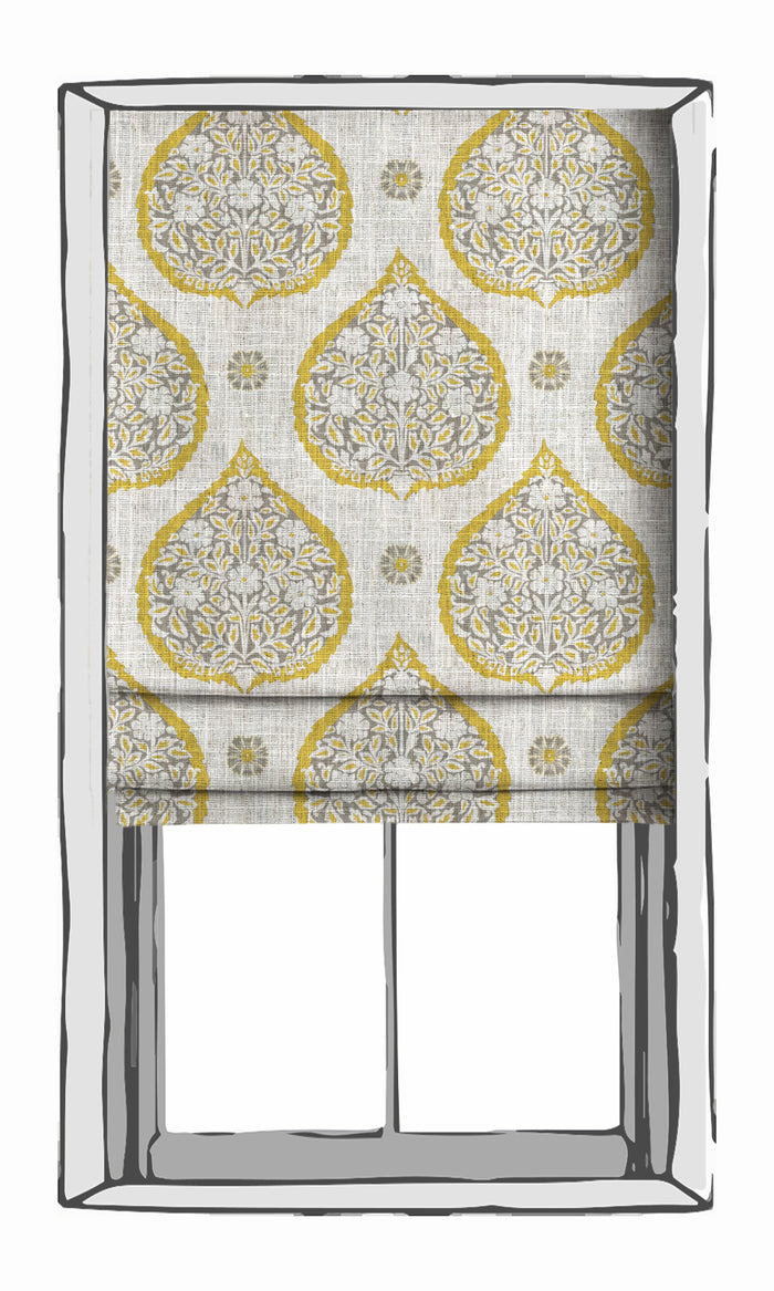 Paisley Curtains for Living, Bedroom, Kitchen, Bathroom (Yellow/ Gray)