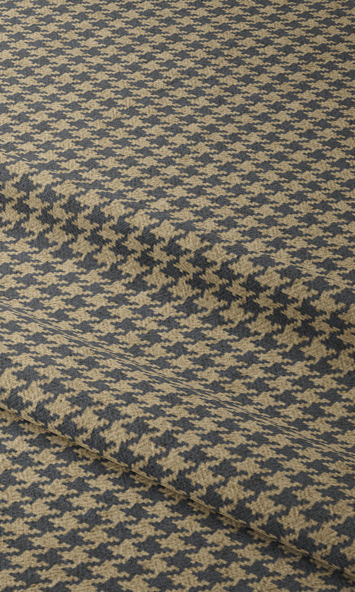 Houndstooth Home Textile Fabric Material By the Metre (Navy Blue/ Beige)