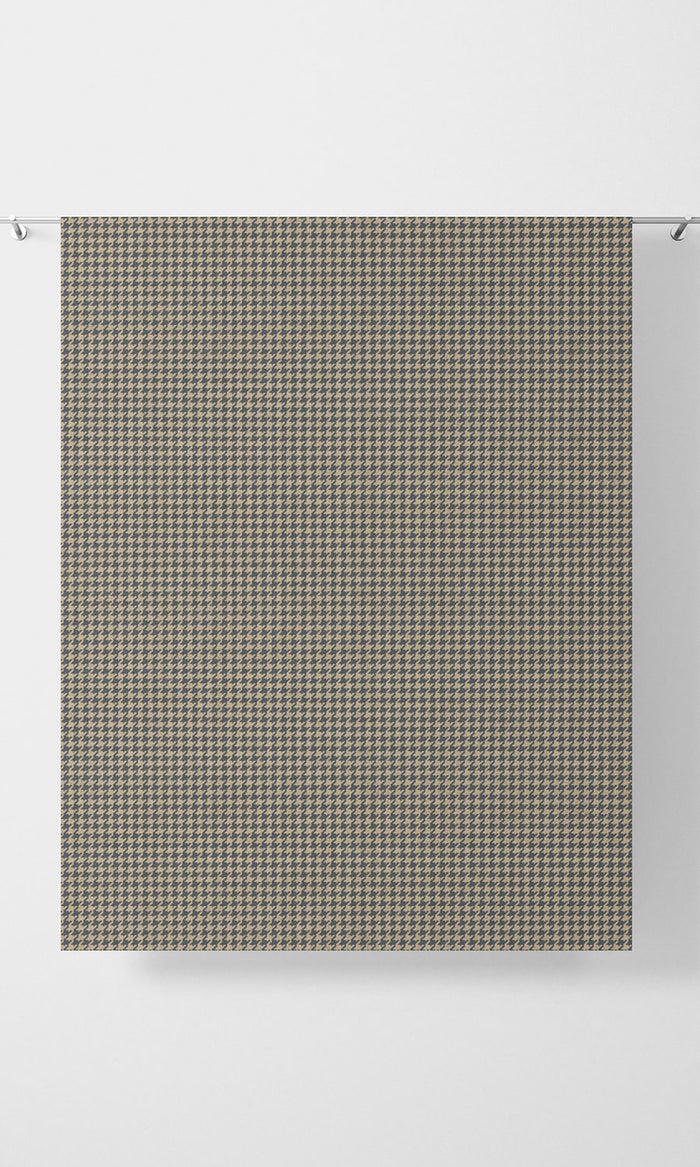 Houndstooth Fabric Material By the Metre (Navy Blue/ Beige)