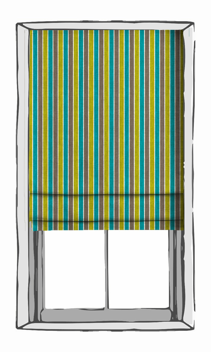 Striped Window Treatments Fabric By the Metre (Blue/ Green)