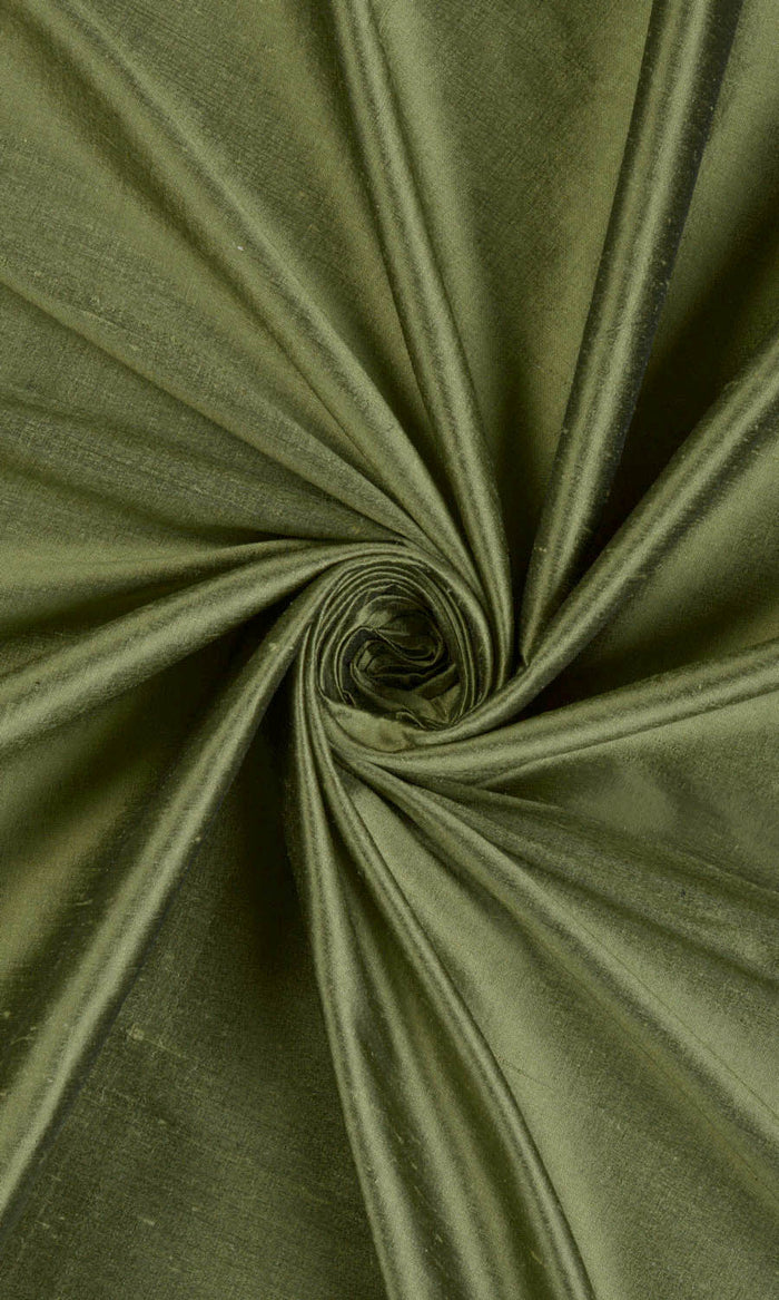 Shantung Silk Curtains (Olive Green)