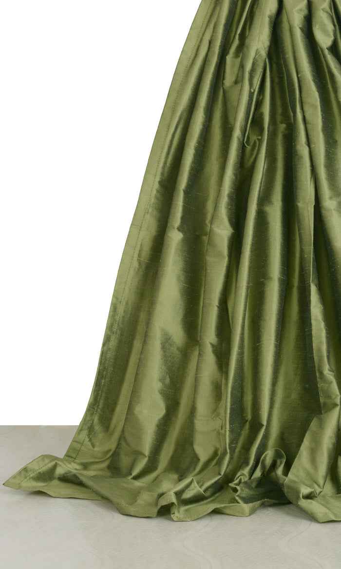 Shantung Silk Curtains for Living, Bedroom, Kitchen, Bathroom (Olive Green)