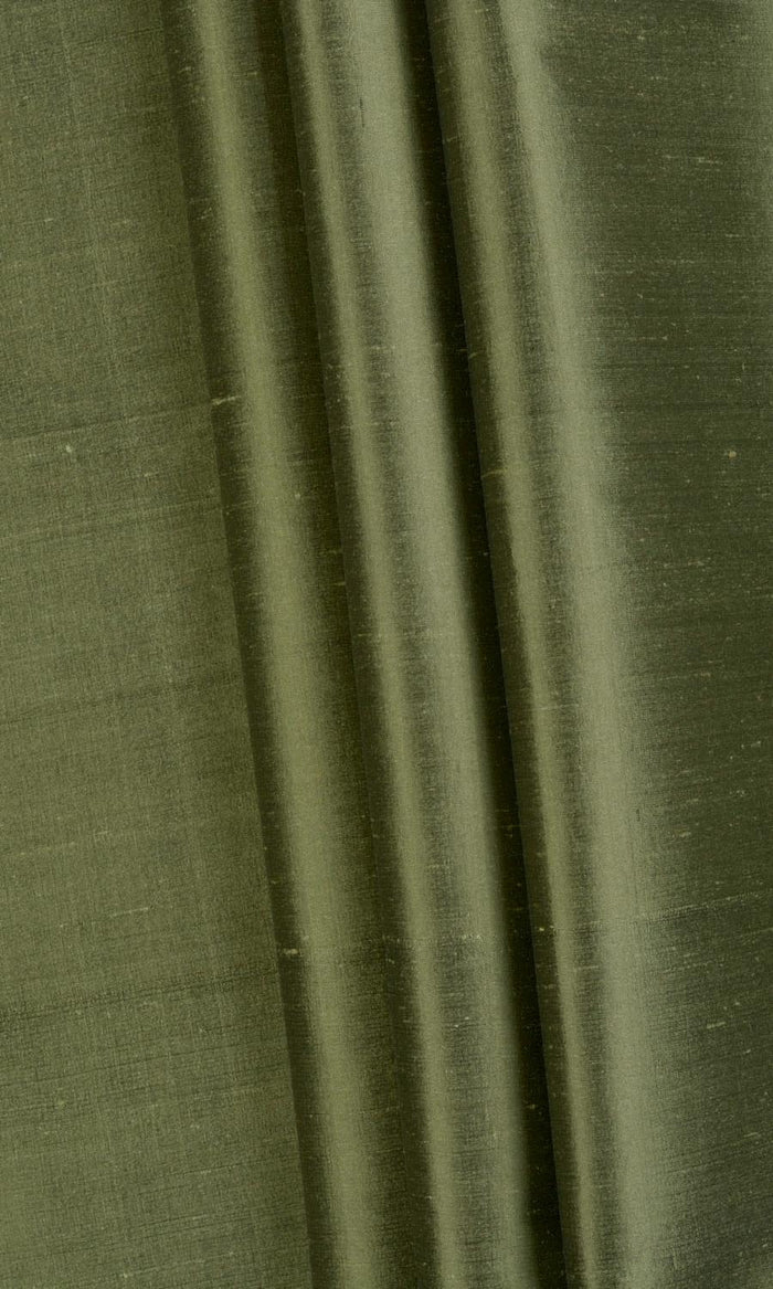 Shantung Silk Any Size Style Curtains (Olive Green)