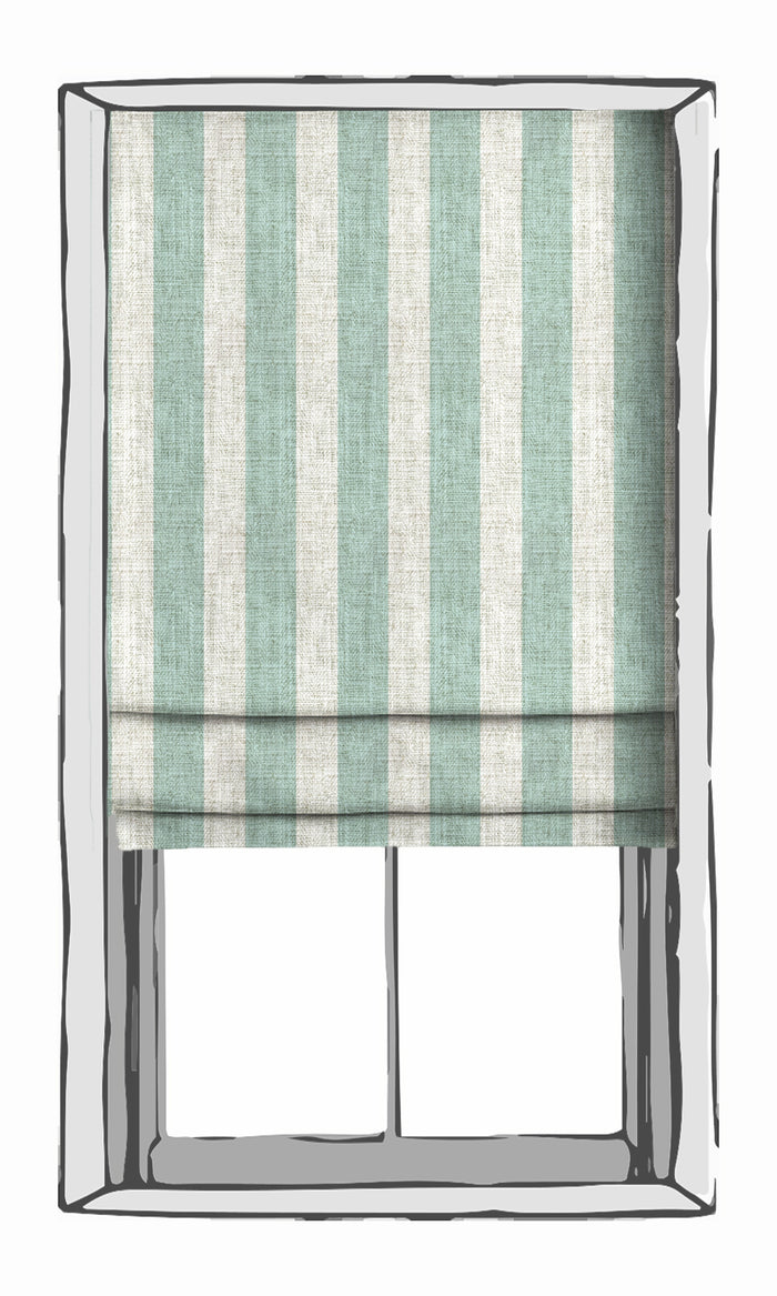 Striped Print Window Treatments Fabric By the Metre (Aqua Blue/ White)