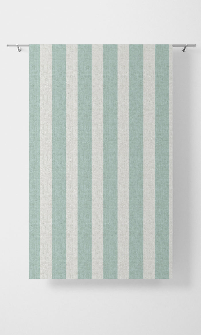 Striped Print Fabric Material By the Metre (Aqua Blue/ White)