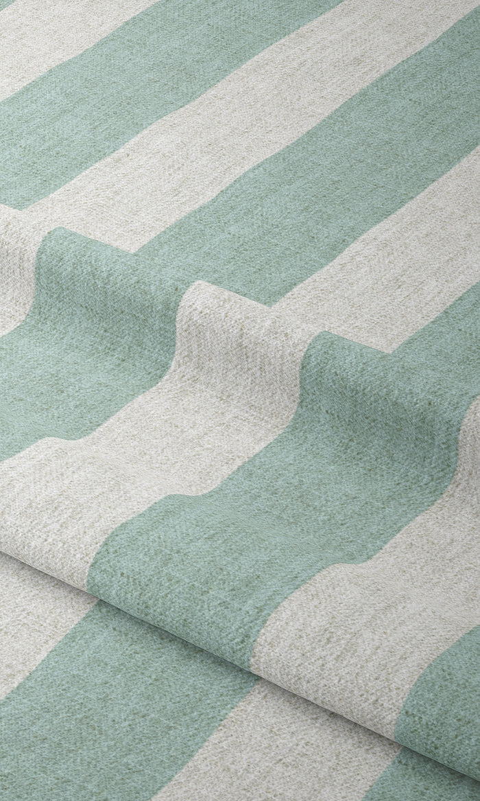 Striped Print Pinch Pleat, Rod Pocket, Eyelet Curtains (Aqua Blue/ White)