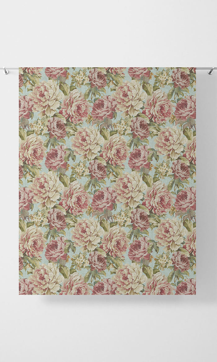 Classic Floral Patterned Drapes (Pink & Blue)