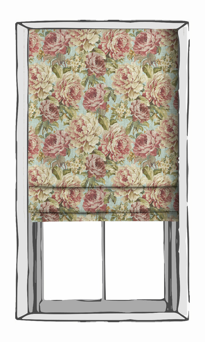 Classic Floral Patterned Drapes for Living, Bedroom, Kitchen, Bathroom (Pink & Blue)