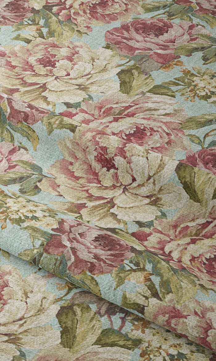 Classic Floral Patterned Drapes (Pink & Blue) Extra Long Short Wide