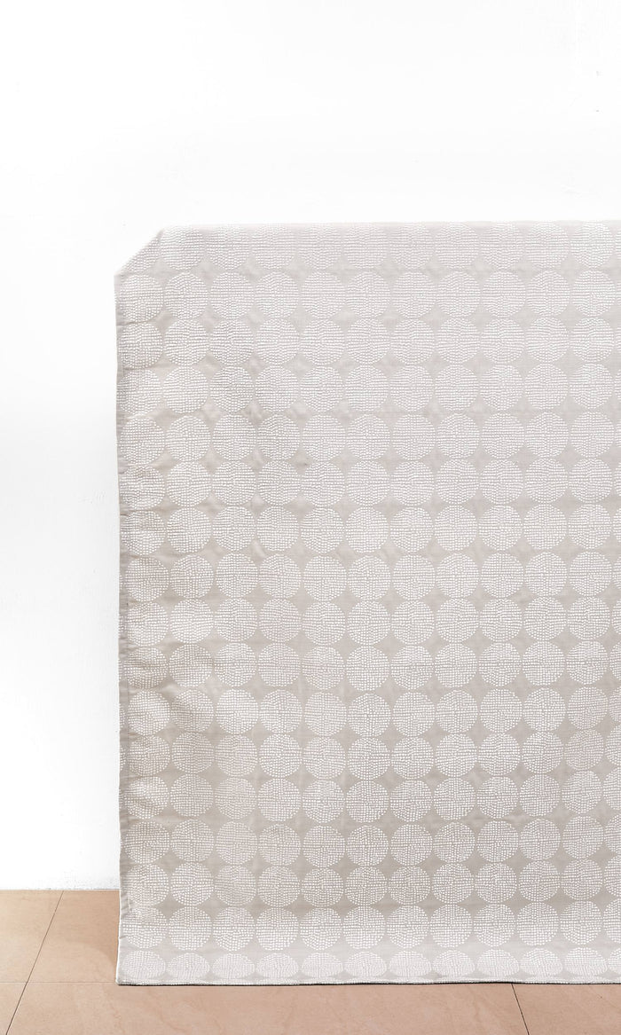 Geometric Embroidered Drapes (White/ Gray)